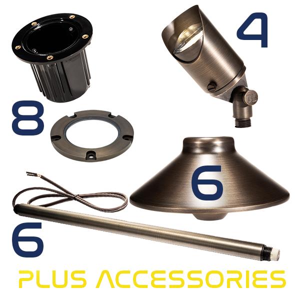 Well Light, Path Light and  Up Light Combo Complete Landscape Kit - Total Light Landscape Lighting Solutions